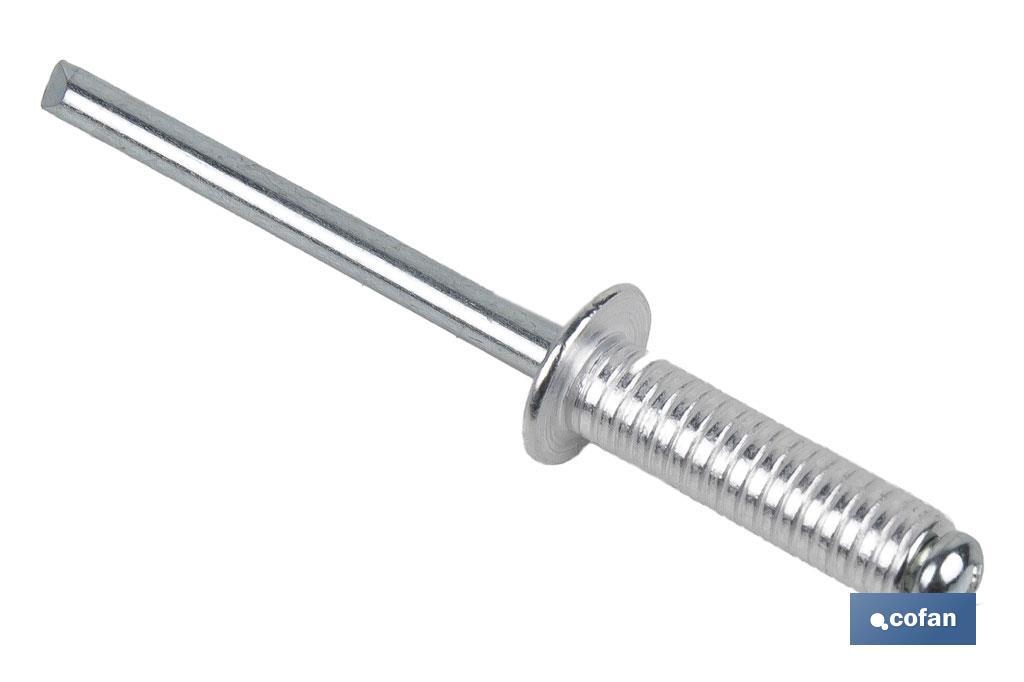 Slotted aluminium rivets with dome head - Cofan