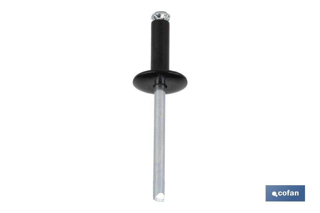 Rivets Aluminium Fleur Tête large Noir - Cofan