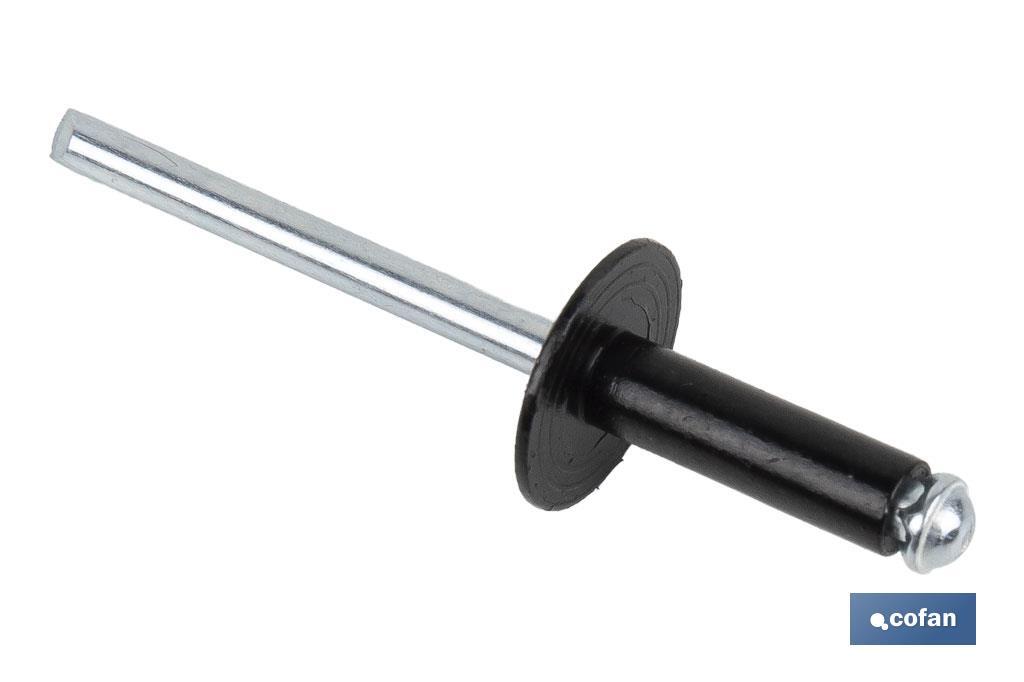 Rivets Aluminium Fleur Tête large Noir - Cofan