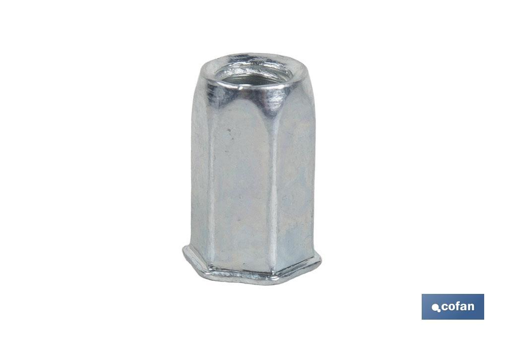 Steel "hexagonal" low head rivet nuts - Cofan