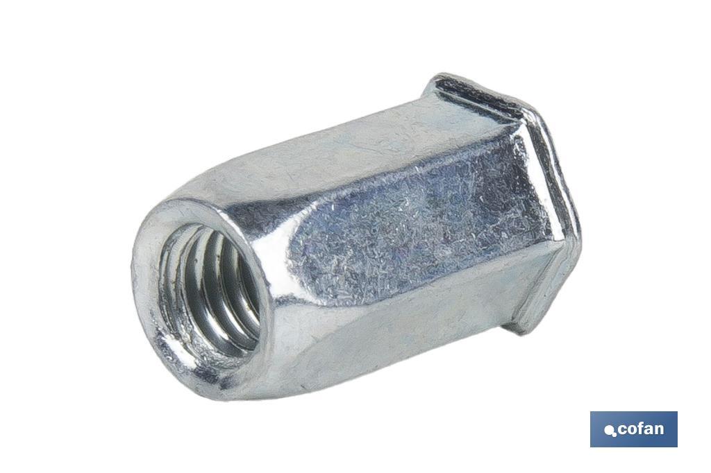 Steel "hexagonal" low head rivet nuts - Cofan