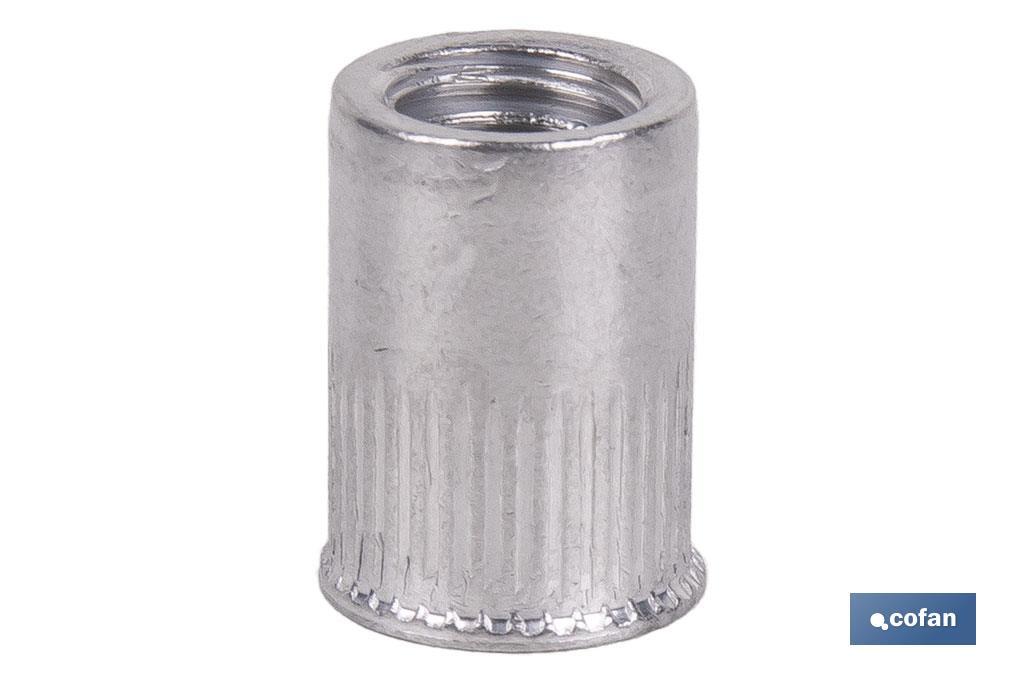 Tuercas Remachables Cilíndricas de Aluminio con Cabeza Reducida | Gran variedad de medidas - Cofan