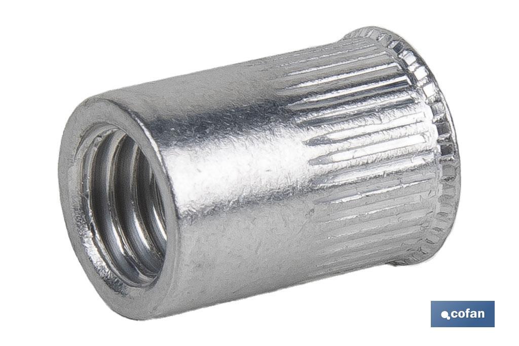 Tuercas Remachables Cilíndricas de Aluminio con Cabeza Reducida | Gran variedad de medidas - Cofan