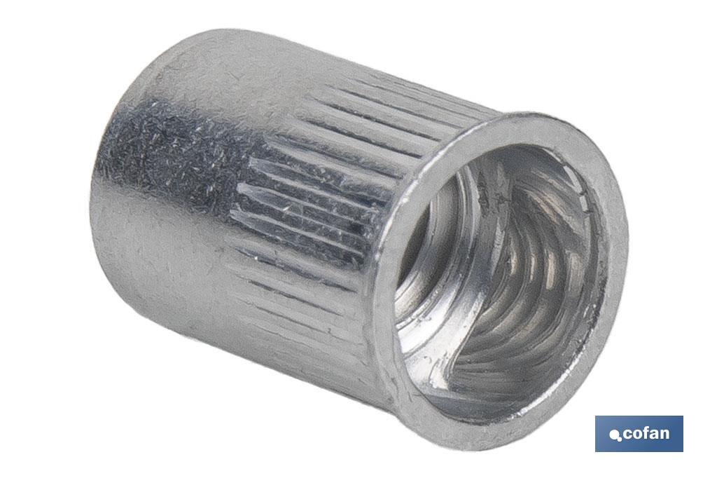 Tuercas Remachables Cilíndricas de Aluminio con Cabeza Reducida | Gran variedad de medidas - Cofan
