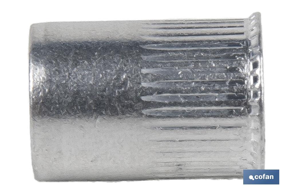 Tuercas Remachables Cilíndricas de Aluminio con Cabeza Reducida | Gran variedad de medidas - Cofan