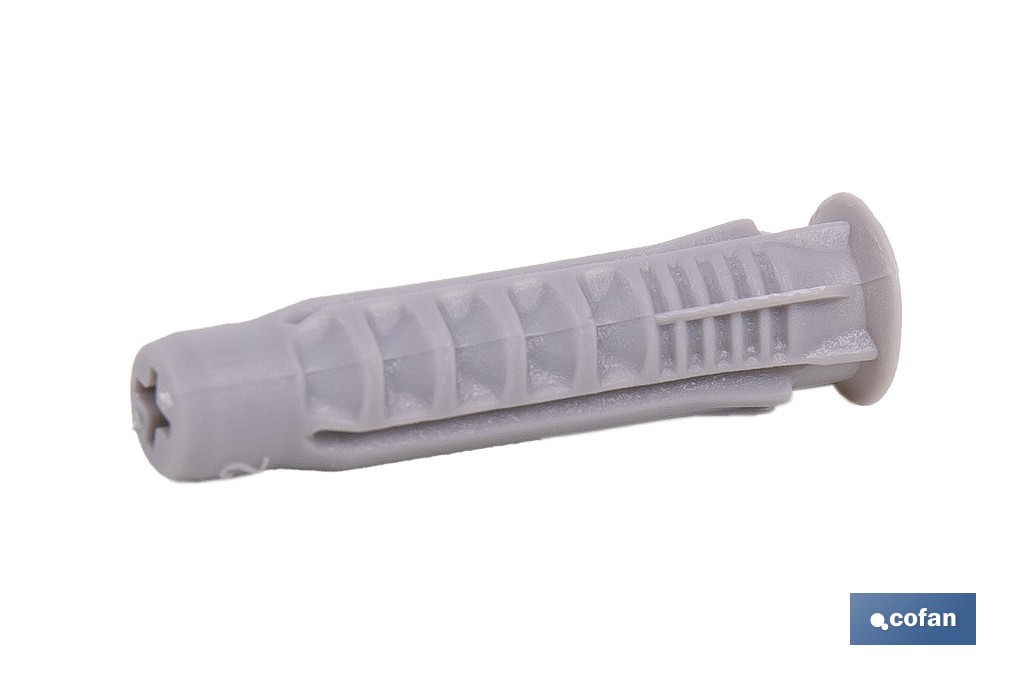 Bote de tacos de nylon multimaterial de 4 segmentos con sistema Anti-Spin | Con collarín de expansión, adecuado para cargas ligeras | Disponible en tres medidas - Cofan