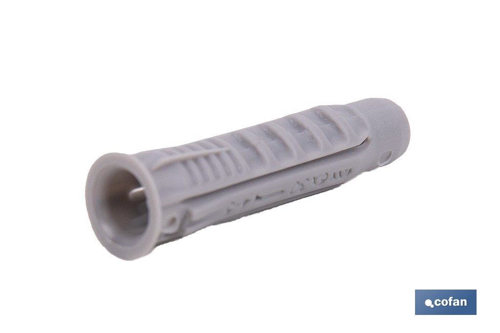 Bote de tacos de nylon multimaterial de 4 segmentos con sistema Anti-Spin | Con collarín de expansión, adecuado para cargas ligeras | Disponible en tres medidas - Cofan