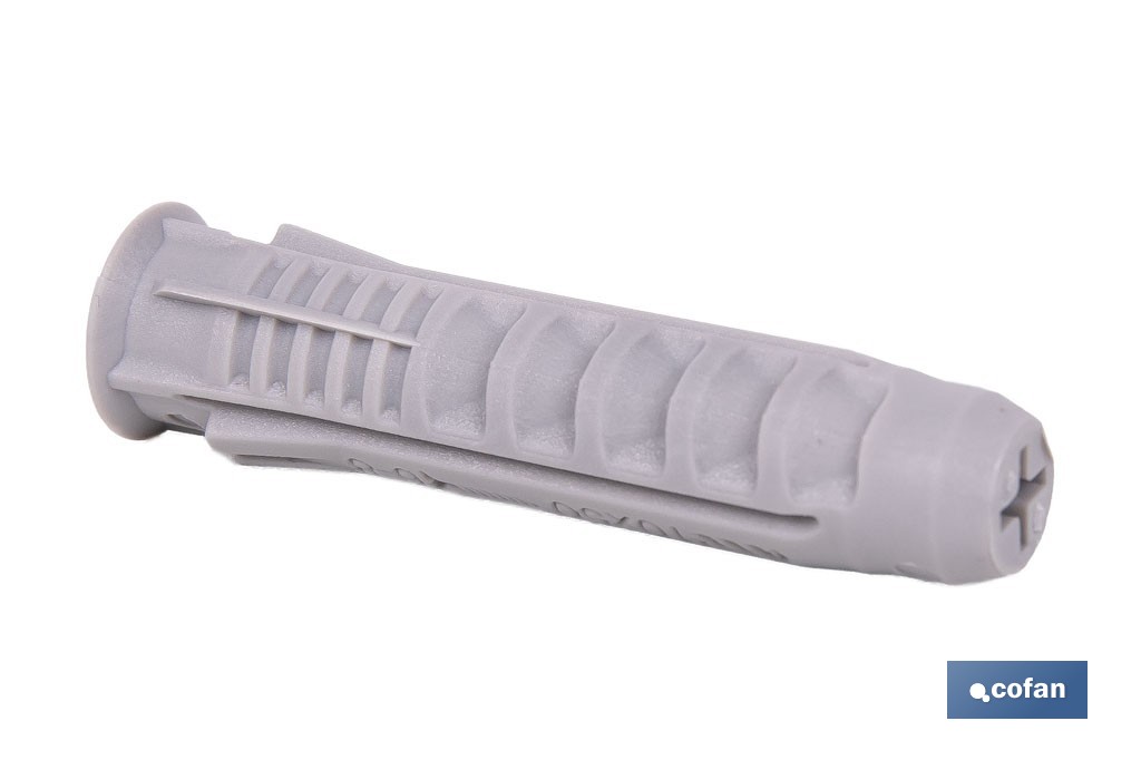 Bote de tacos de nylon multimaterial de 4 segmentos con sistema Anti-Spin | Con collarín de expansión, adecuado para cargas ligeras | Disponible en tres medidas - Cofan