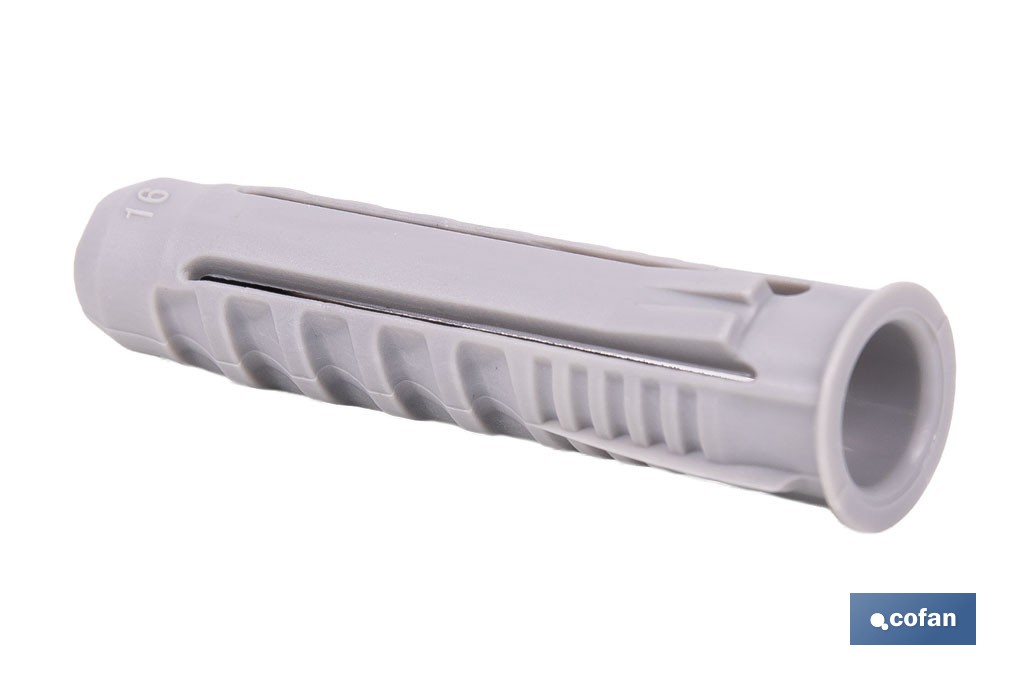 Bote de tacos de nylon multimaterial de 4 segmentos con sistema Anti-Spin | Con collarín de expansión, adecuado para cargas ligeras | Disponible en tres medidas - Cofan