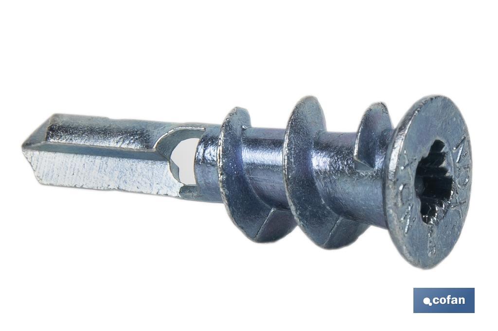 Chevilles Zamak pour fixations sur les panneaux en carton plâtre | Dimensions : 13 x 37 mm - Cofan