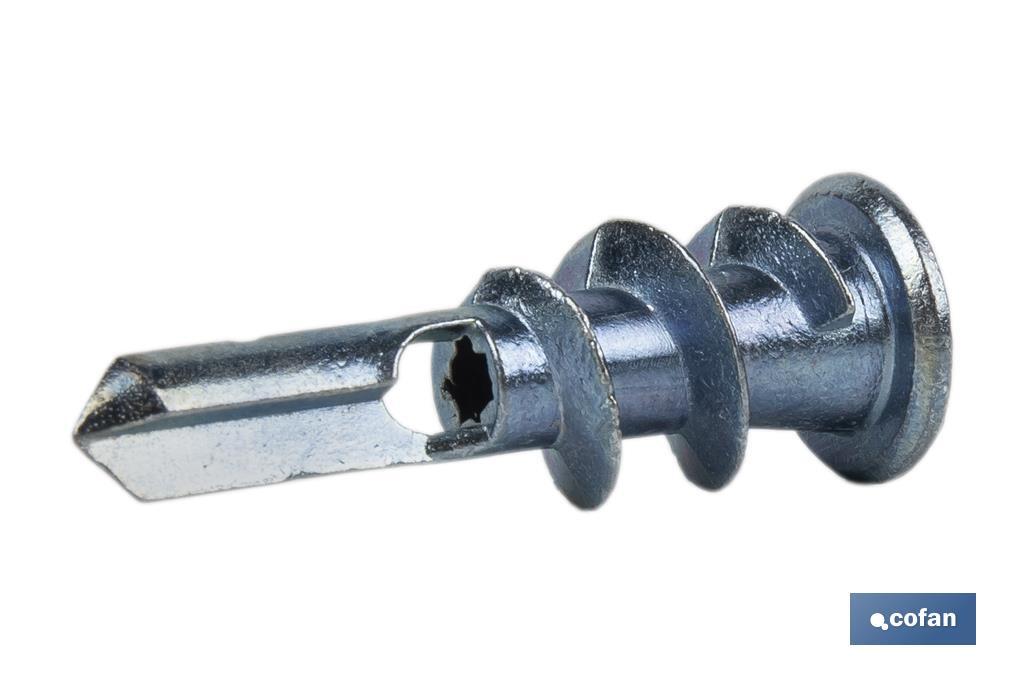 Chevilles Zamak pour fixations sur les panneaux en carton plâtre | Dimensions : 13 x 37 mm - Cofan