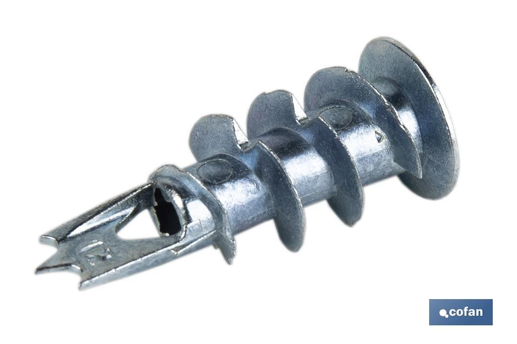 Cheville métallique en Zamak avec vis DIN 7981 pour plaques | Pour les fixations des panneaux en carton plâtre - Cofan