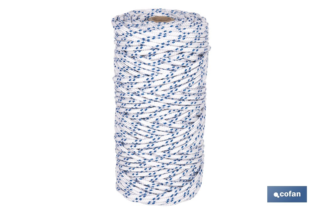 Cuerda Trenzada Polipropileno | Formato: Rollo pequeño | Color: Blanco y Azul - Cofan
