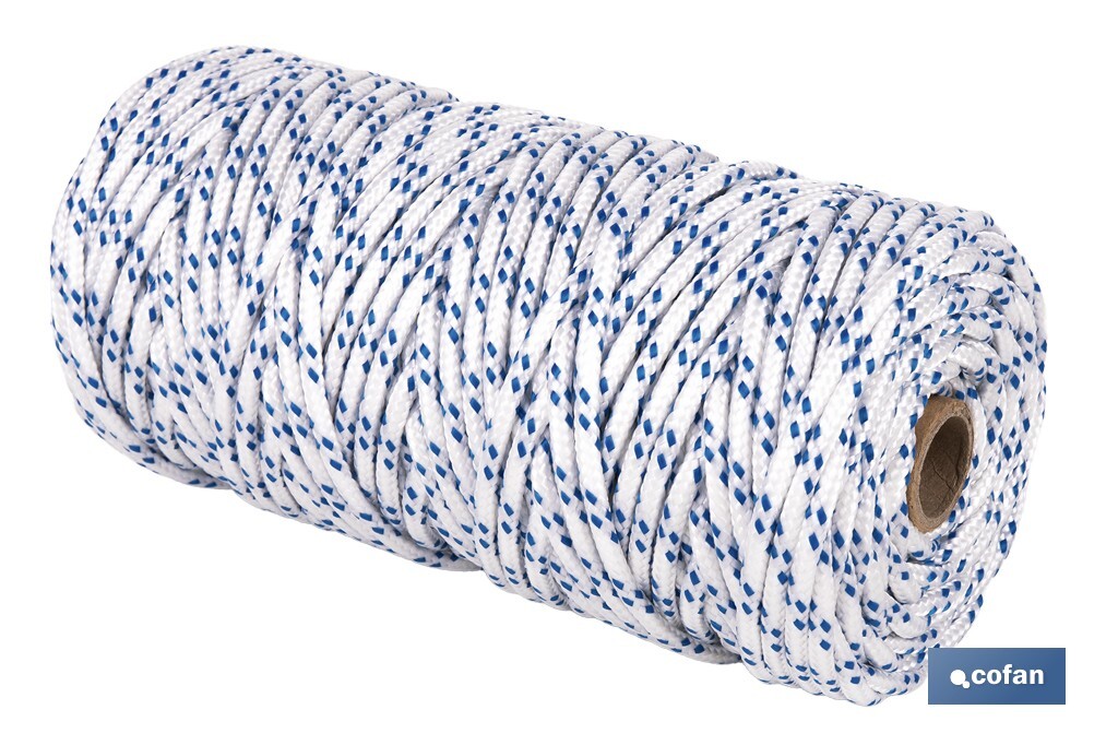 Cuerda Trenzada Polipropileno | Formato: Rollo pequeño | Color: Blanco y Azul - Cofan