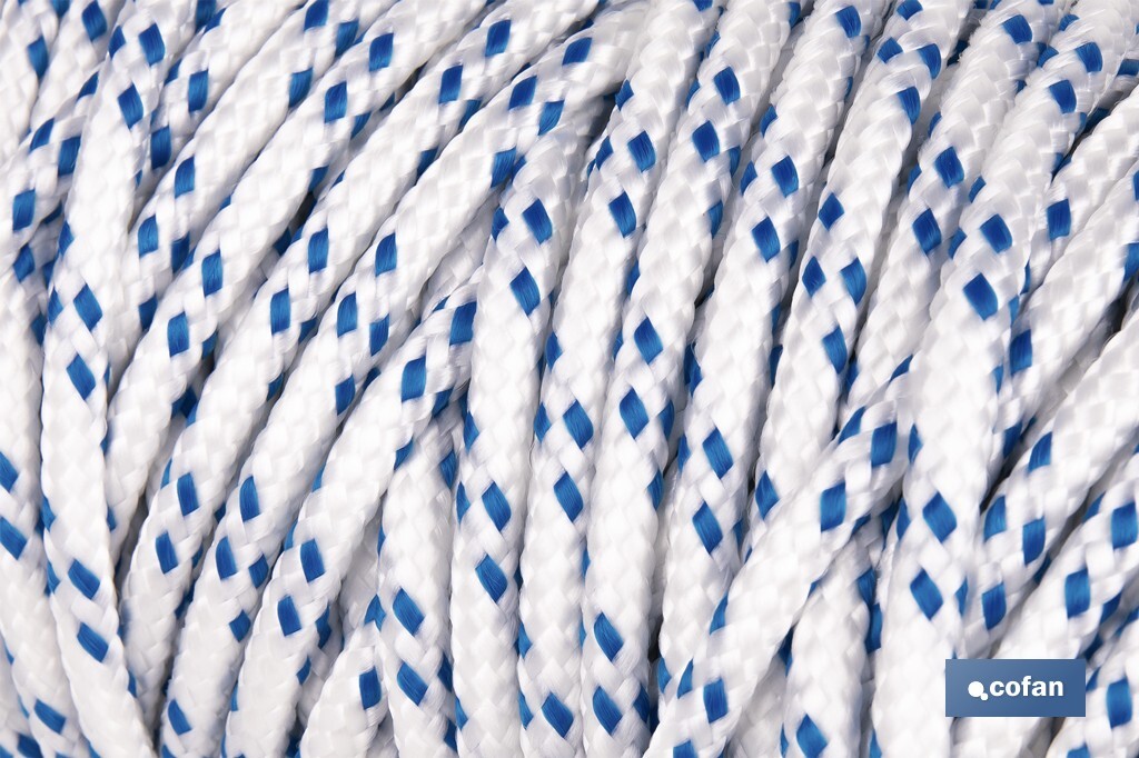 Cuerda Trenzada Polipropileno | Formato: Rollo pequeño | Color: Blanco y Azul - Cofan