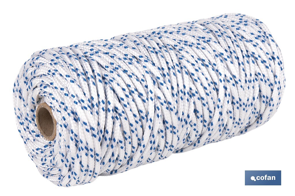 Cuerda Trenzada Polipropileno | Formato: Rollo pequeño | Color: Blanco y Azul - Cofan