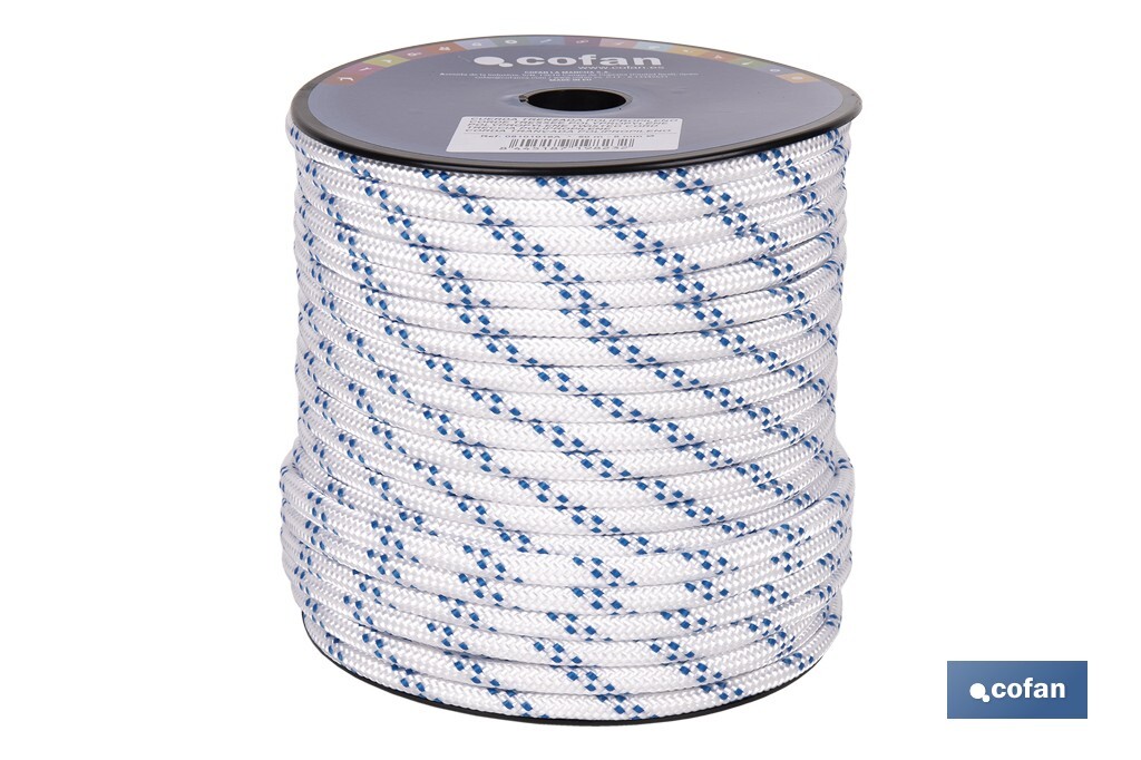 Cuerda Trenzada Polipropileno | Formato: Rollo pequeño | Color: Blanco y Azul - Cofan