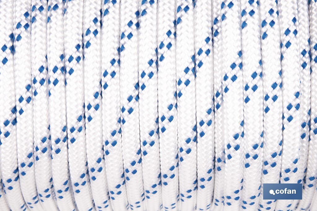 Cuerda Trenzada Polipropileno | Formato: Rollo pequeño | Color: Blanco y Azul - Cofan