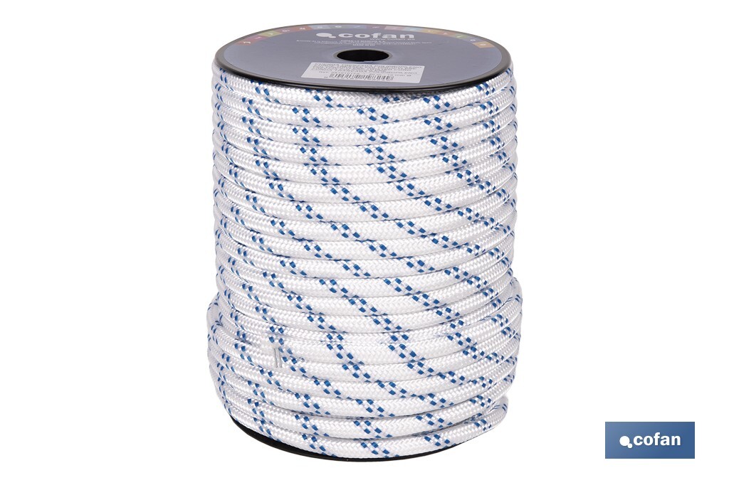 Cuerda Trenzada Polipropileno | Formato: Rollo pequeño | Color: Blanco y Azul - Cofan