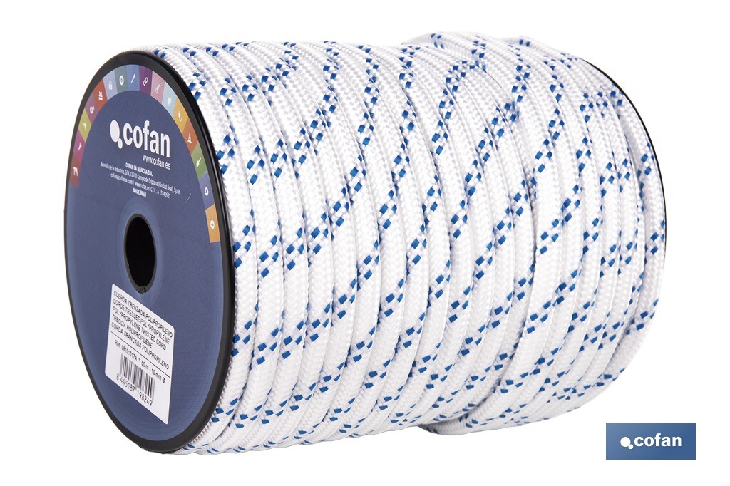 Cuerda Trenzada Polipropileno | Formato: Rollo pequeño | Color: Blanco y Azul - Cofan