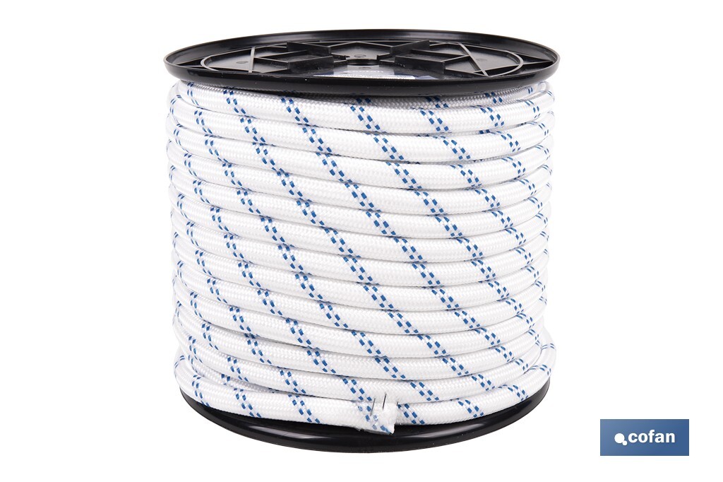 Cuerda Trenzada Polipropileno | Formato: Rollo pequeño | Color: Blanco y Azul - Cofan