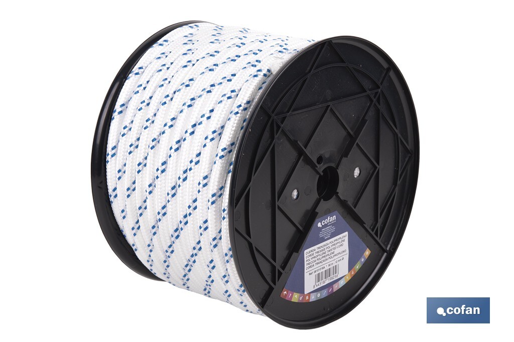 Cuerda Trenzada Polipropileno | Formato: Rollo pequeño | Color: Blanco y Azul - Cofan