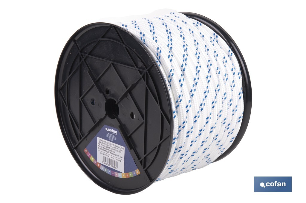 Cuerda Trenzada Polipropileno | Formato: Rollo pequeño | Color: Blanco y Azul - Cofan