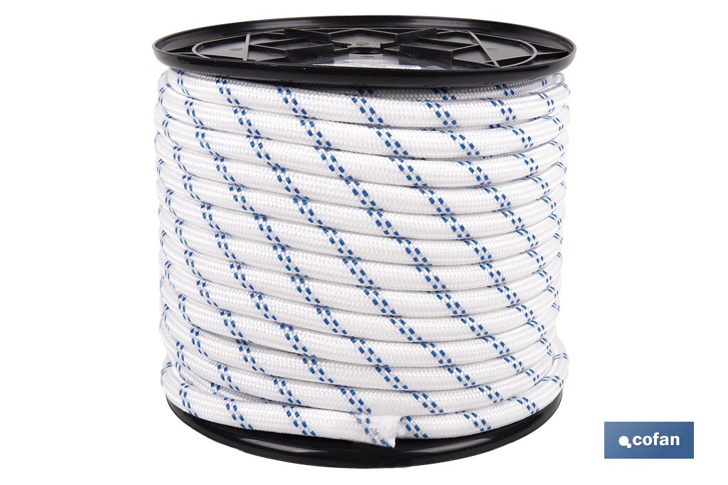 Cuerda Trenzada Polipropileno | Formato: Rollo pequeño | Color: Blanco y Azul - Cofan