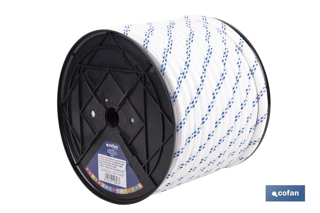 Cuerda Trenzada Polipropileno | Formato: Rollo pequeño | Color: Blanco y Azul - Cofan
