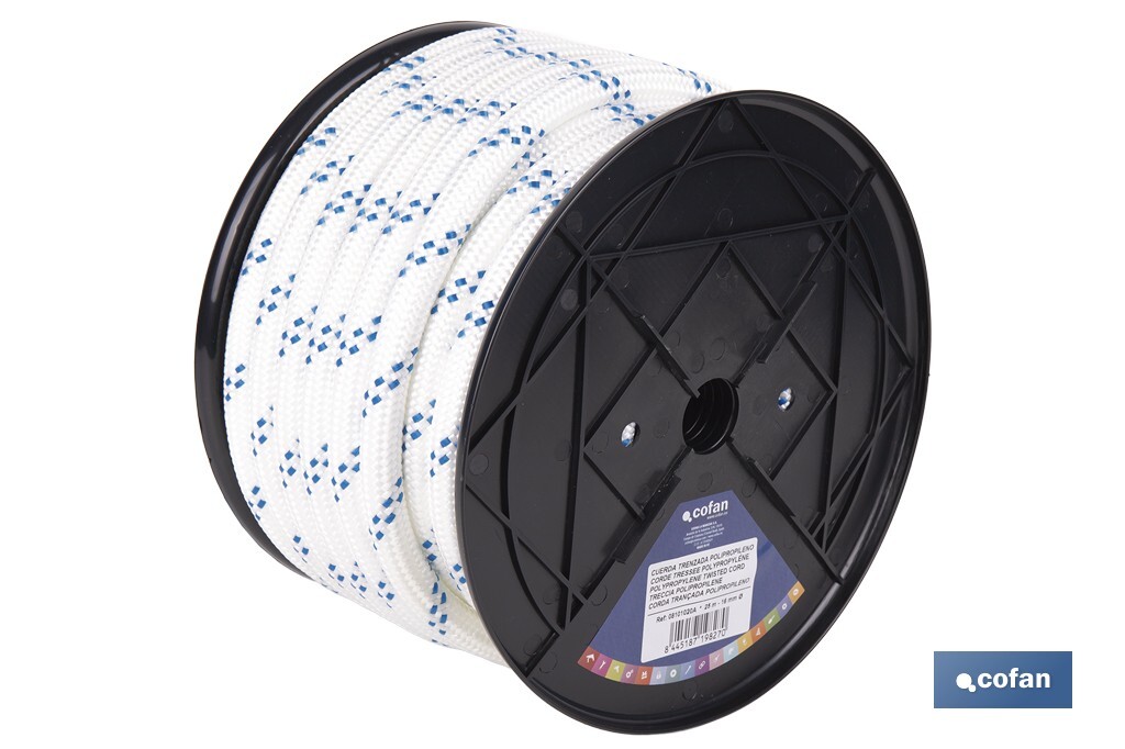Cuerda Trenzada Polipropileno | Formato: Rollo pequeño | Color: Blanco y Azul - Cofan