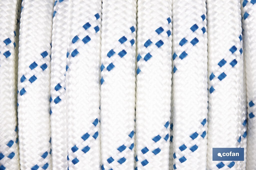 Cuerda Trenzada Polipropileno | Formato: Rollo pequeño | Color: Blanco y Azul - Cofan