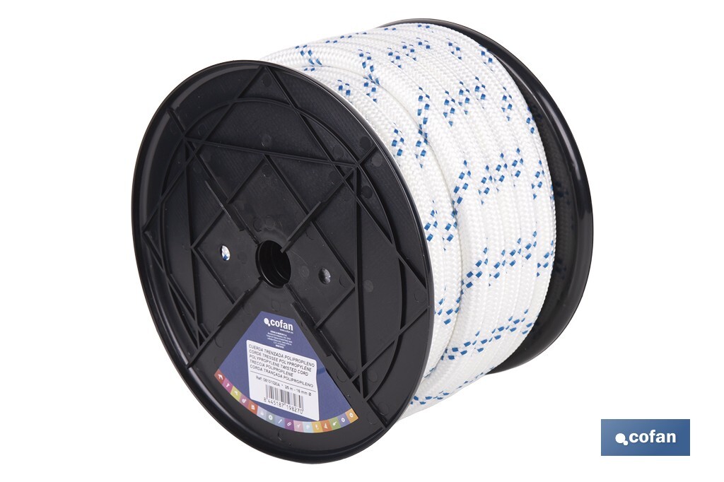 Cuerda Trenzada Polipropileno | Formato: Rollo pequeño | Color: Blanco y Azul - Cofan