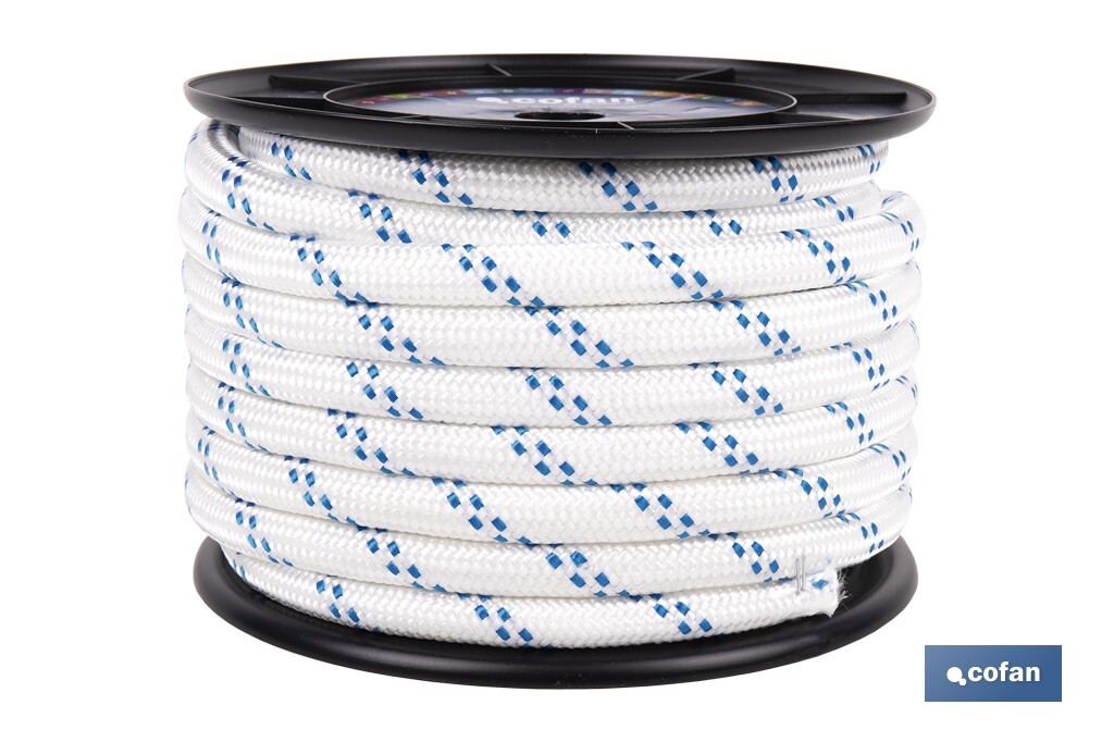 Cuerda Trenzada Polipropileno | Formato: Rollo pequeño | Color: Blanco y Azul - Cofan