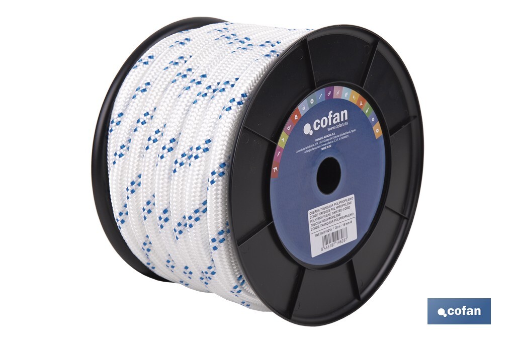 Cuerda Trenzada Polipropileno | Formato: Rollo pequeño | Color: Blanco y Azul - Cofan