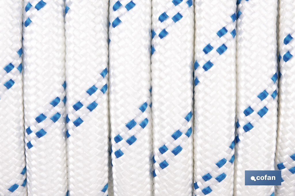 Cuerda Trenzada Polipropileno | Formato: Rollo pequeño | Color: Blanco y Azul - Cofan