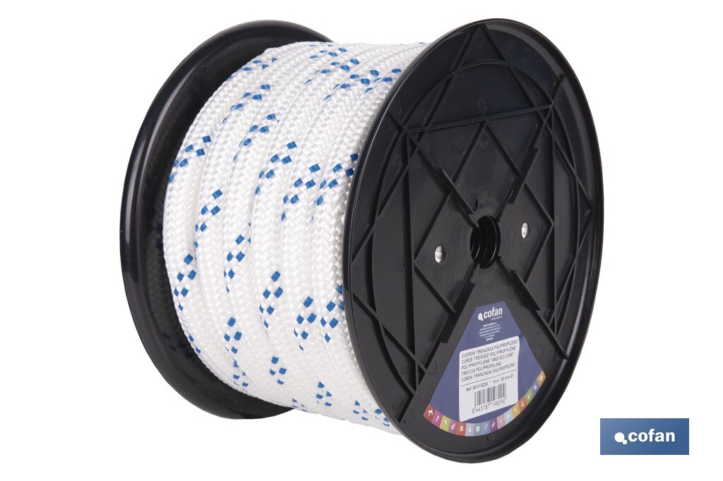 Cuerda Trenzada Polipropileno | Formato: Rollo pequeño | Color: Blanco y Azul - Cofan