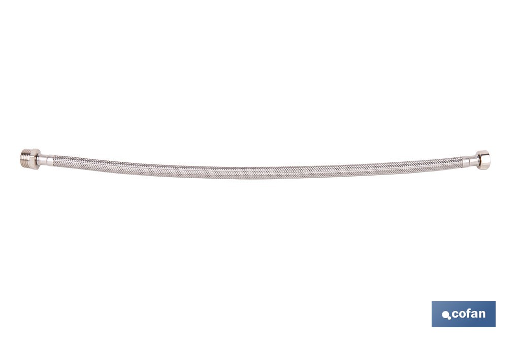 Conexión flexible para sanitarios | Manguera flexible de acero inoxidable | Longitud: 50 cm | Disponible en diferentes conexiones y medidas - Cofan