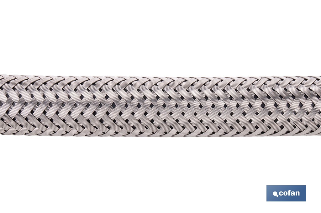 Conexión flexible para sanitarios | Manguera flexible de acero inoxidable | Longitud: 50 cm | Disponible en diferentes conexiones y medidas - Cofan