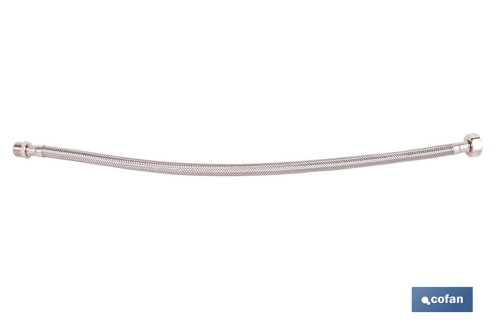 Conexión flexible para sanitarios | Manguera flexible de acero inoxidable | Longitud: 50 cm | Disponible en diferentes conexiones y medidas - Cofan