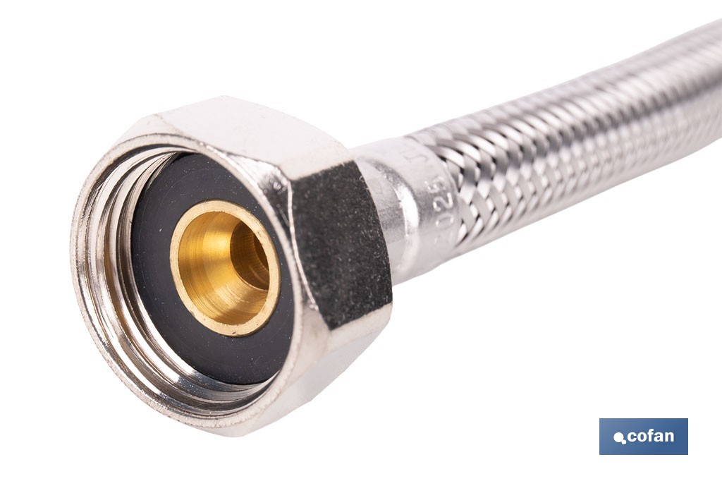 Conexión flexible para sanitarios | Manguera flexible de acero inoxidable | Longitud: 50 cm | Disponible en diferentes conexiones y medidas - Cofan