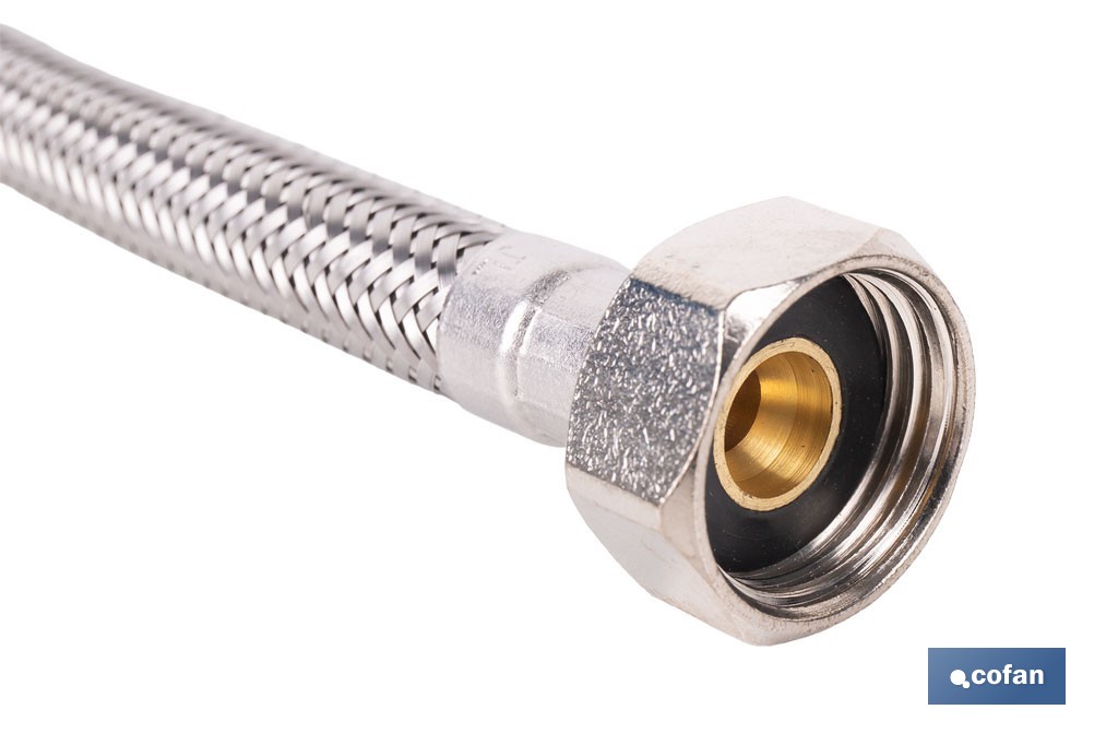 Conexión flexible para sanitarios | Manguera flexible de acero inoxidable | Longitud: 50 cm | Disponible en diferentes conexiones y medidas - Cofan