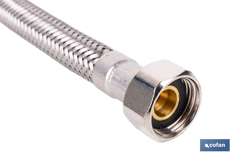 Conexión flexible para sanitarios | Manguera flexible de acero inoxidable | Longitud: 50 cm | Disponible en diferentes conexiones y medidas - Cofan