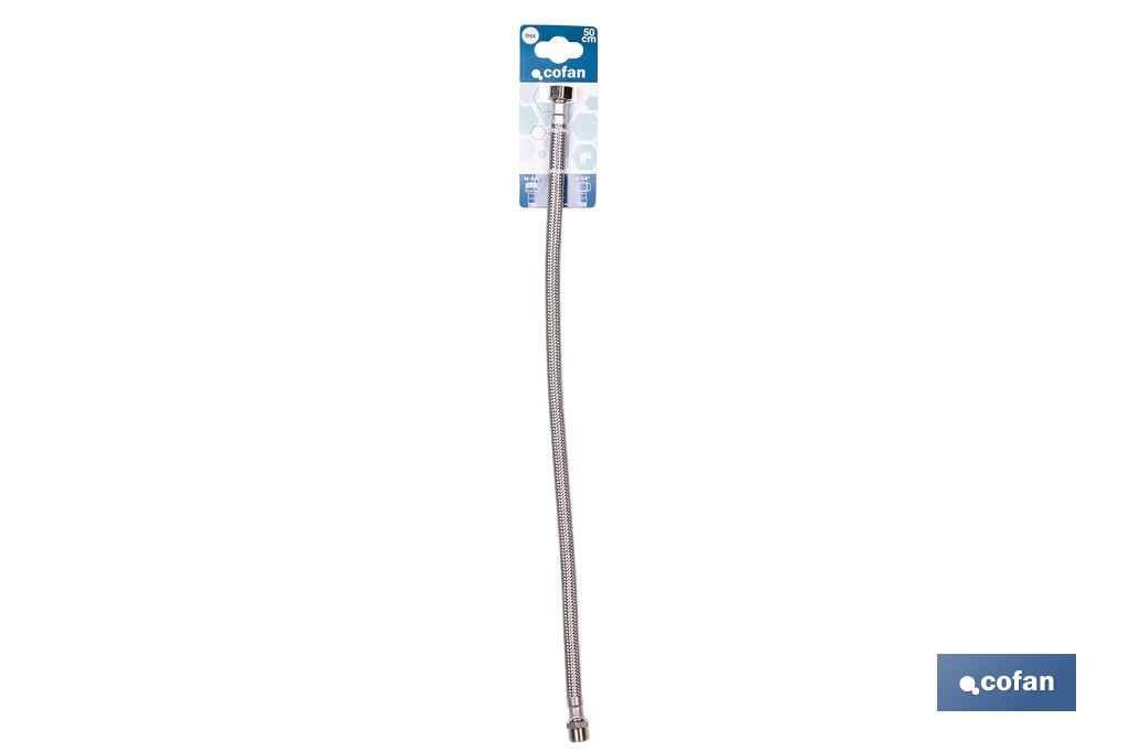 Conexión flexible para sanitarios | Manguera flexible de acero inoxidable | Longitud: 50 cm | Disponible en diferentes conexiones y medidas - Cofan