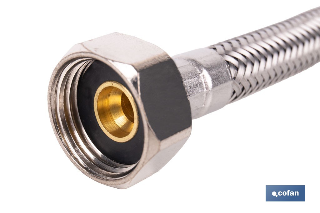 Conexión flexible para sanitarios | Manguera flexible de acero inoxidable | Longitud: 50 cm | Disponible en diferentes conexiones y medidas - Cofan