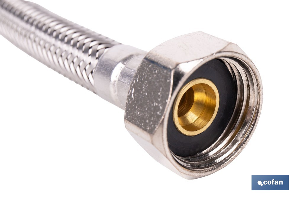 Conexión flexible para sanitarios | Manguera flexible de acero inoxidable | Longitud: 50 cm | Disponible en diferentes conexiones y medidas - Cofan