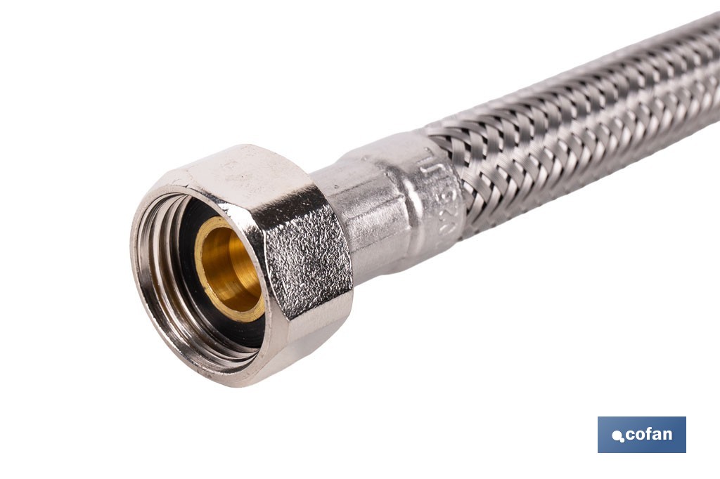 Conexión flexible para sanitarios | Manguera flexible de acero inoxidable | Longitud: 50 cm | Disponible en diferentes conexiones y medidas - Cofan