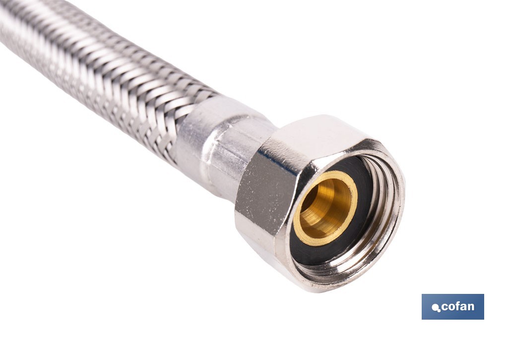Conexión flexible para sanitarios | Manguera flexible de acero inoxidable | Longitud: 50 cm | Disponible en diferentes conexiones y medidas - Cofan