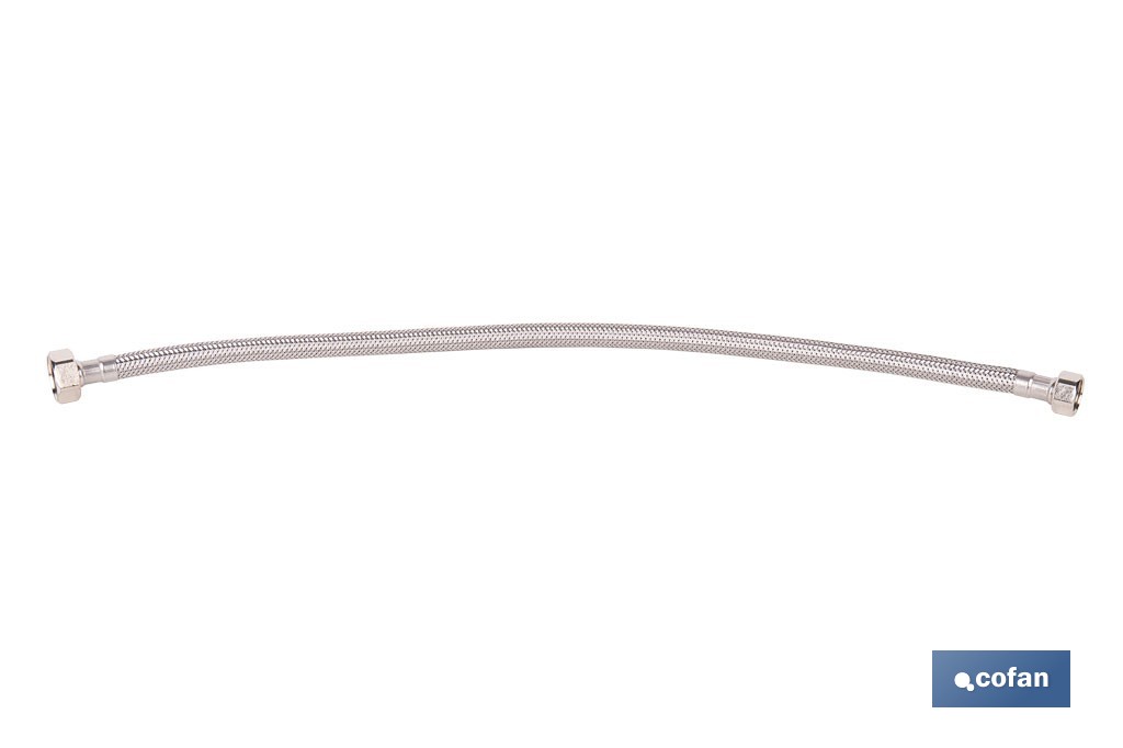 Conexión flexible para sanitarios | Manguera flexible de acero inoxidable | Longitud: 50 cm | Disponible en diferentes conexiones y medidas - Cofan