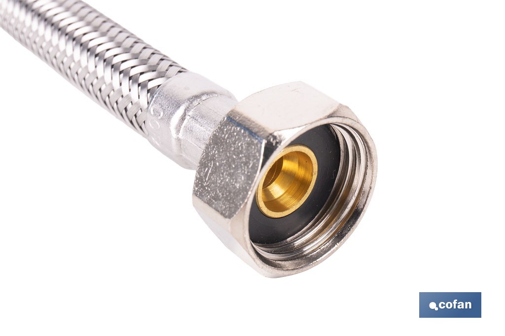 Conexión flexible para sanitarios | Manguera flexible de acero inoxidable | Longitud: 50 cm | Disponible en diferentes conexiones y medidas - Cofan