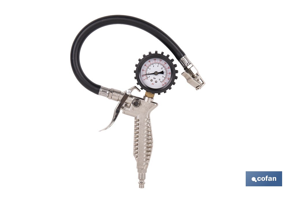 Outil de vérification de l’air | Manomètre de pression des pneus | Gonfleur de pneus avec extension flexible - Cofan